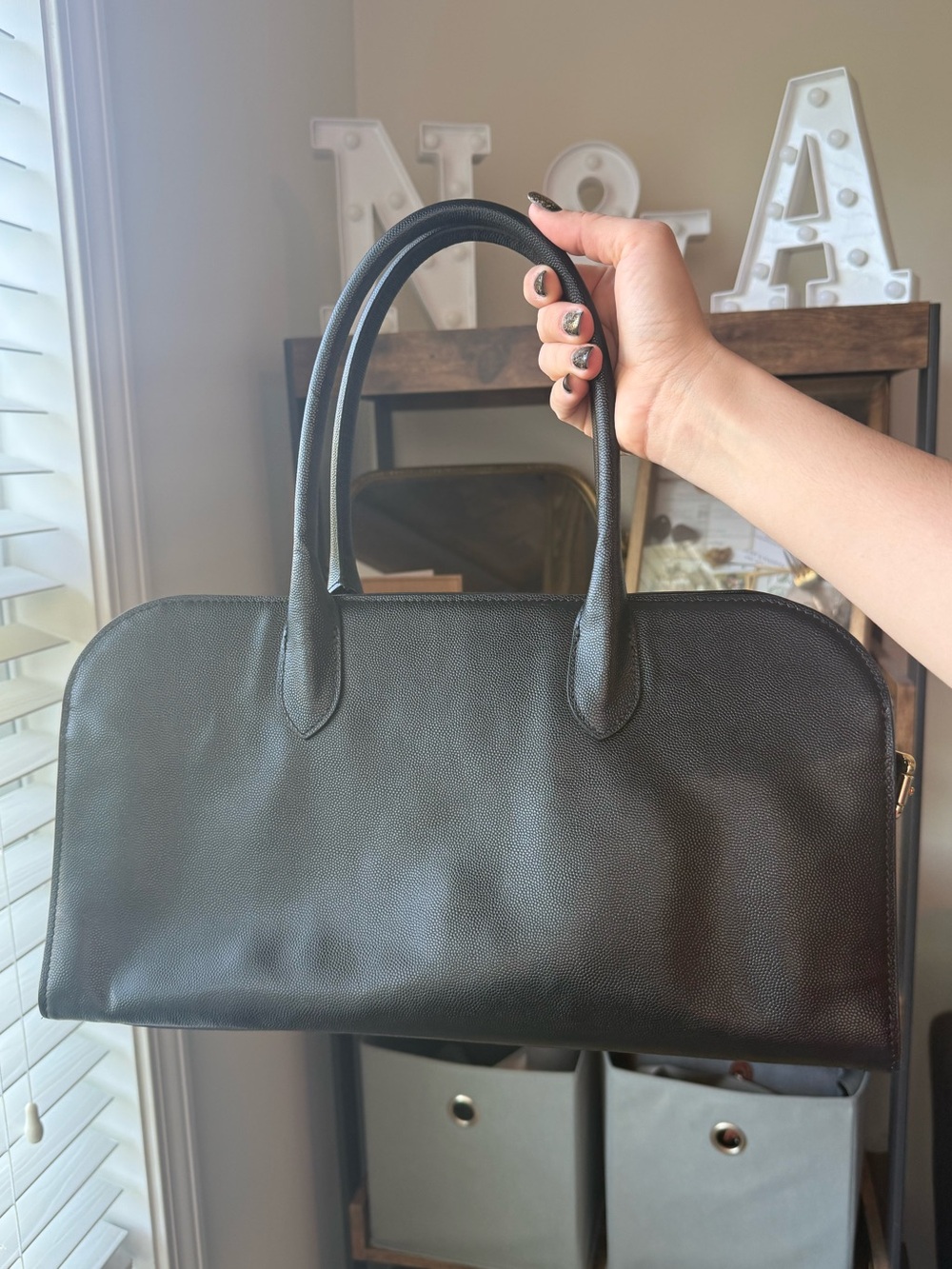 Claudia Firenze Black Satchel Italian Leather with cross body strap